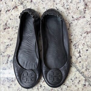 Tory Burch Black Leather Flats